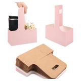 20pcs Drink Carrier with Handles, Kraft Paper Cup
