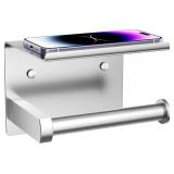 Tindbea Toilet Paper Holder with Phone Shelf, Adhe