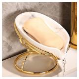 Dobbyby Leaf-Shaped Ceramic Soap Dish with Drain,