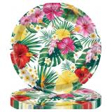 100pcs Paper Plates 10' Disposable Tropical Luau P