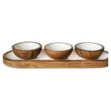 $288 Charcuterie Bowls, 5pc Set - 3 Small Acacia W