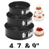 Springform Cake Pan Set of 3 (4, 7, 9 Inch) Round