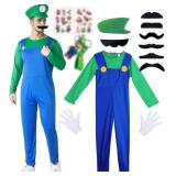 Super Plumber Cosplay Costume Mari Luigi Bodysuit
