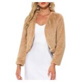 Allegra K Cropped Jacket for Women's Faux Fur with