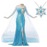 kuisen Snow Queen Princess Dress for Women adult F