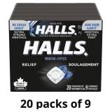 HALLS No Sugar Added Extra Strong, Cough Drops, 20