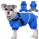 BRKURLEG Blue Dog Winter Coat, Cozy Dog Jacket wit