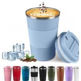 YINBAOGE Insulated Travel Coffee Mug, Spill & Leak