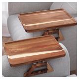 Acacia Wood Couch Arm Tray,Couch Tray 2pc