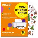 30 Sheets Premium Printable Vinyl Sticker Paper Cl