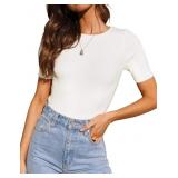 ZESICA Women's Short Sleeve Sweater Tops 2025 Summ