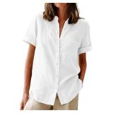 Aoudery Womens Button Down Shirts Short Sleeve Sum