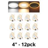 EDISHINE 12 Pack 4 Inch LED Can Lights with Night
