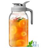 OneDream Glass Pitcher with Lid   64oz Glass Mason