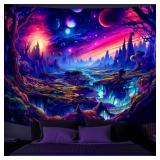 Simpkeely Fantasy Planet Tapestry, Blacklight Fore