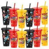 Skylety 12 Pcs 24oz Halloween Plastic Cups with Li