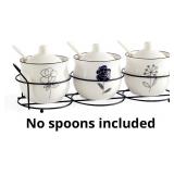 Ceramic Spice & sugar Jars, with Lids Spoons and S