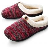 Roxoni Womens Knitted Fleece Lined Clog Slippers W