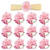 12 Pcs Pink Flower Napkin Rings Handcraft Flower N
