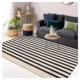 OLANLY Beige and Black Striped Rug 3' x 5'   Washa