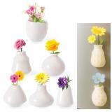 Lyreh 6pcs Mini Vase Magnets for Fridge, White 3D