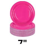 Breroa 72 Pieces Hot Pink Paper Plates 7 Inch Bulk