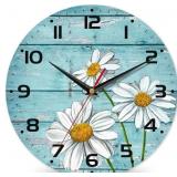 Daisy Flowers Wall Clock Vintage Wooden Wall Clock