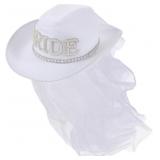 VALICLUD Bridal Cowgirl Hat with Pearl Veil Rhines