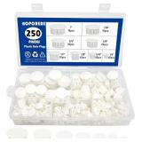 250 PCS 8 Sizes Nylon Plastic Hole Plugs White 1/4