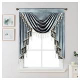 VOGOL Grey Velvet Valance for Small Window, Retro