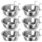 6 Pieces Hanging Pet Bowl Dog Crate Bowl with Hold