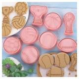 Sport Ball Cookie Stamps with Plunger Cutters Set,