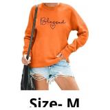 UNIQUEONE Blessed Graphic Sweatshirt Women Crewnec