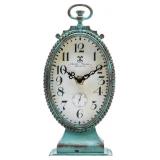 NIKKY HOME Shabby Chic Pewter Round Table Clock Di