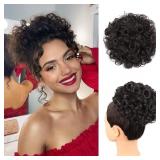 Matthia Messy Bun Hair Piece Curly Wavy Drawstring
