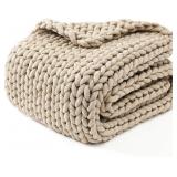 YnM Chunky Throw Blanket, Medium-Weight, Hand Knit
