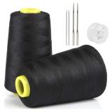 LIHAO Sewing Thread 2 Pack Black Sewing Thread 100