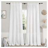 White Linen Curtains 84 inches Long for Bedroom Ba