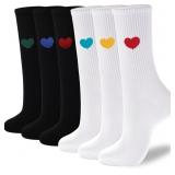 inhees Women's Thin Cotton Crew Socks - 6Pairs Sof