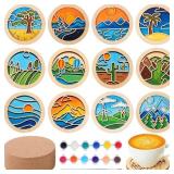 Reallnaive 12 Pcs Wood Coasters Craft Kit Paint Yo