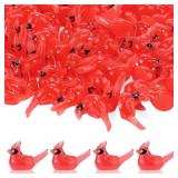 100pcs Mini Resin Red Cardinal Birds, Small Little