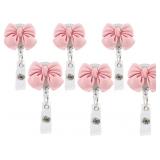 12Pcs Pink Bow Retractable Badge Reels, Cute Badge
