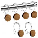 AmazorHome Silvery Shower Curtain Hooks, Round Log