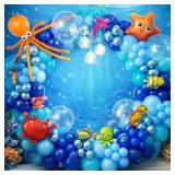 Ocean Themed Party Decorations 165pcs Blue Balloon