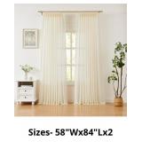 WEST LAKE Cream Pinch Pleated Sheer Curtains 84 In