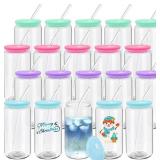 $129 20 Pack Drinking Glass Cups with Acrylic Lids
