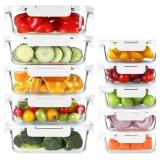 BAYZZ 10 Pack Glass Meal Prep Containers, Glass Fo