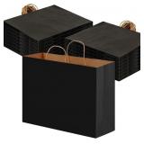 OUTUXED 110pcs 16x6x12 Inches Black Paper Bags wit
