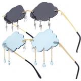 2 Pairs Cloud Shaped Sunglasses Rimless Tassel Lig