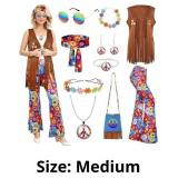 70s Fancy Dress Women,Hippie Costume with Fringe V